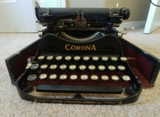 Antique 1916 Smith Corona No.  3 Folding Typewriter With Case -