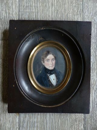 Fine Antique Early 19th Century Gentleman Miniature Portrait 1830 