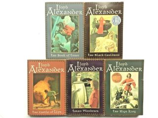 The Chronicles Of Prydain Complete Books 1 - 5 Vtg Lloyd Alexander Black Cauldron