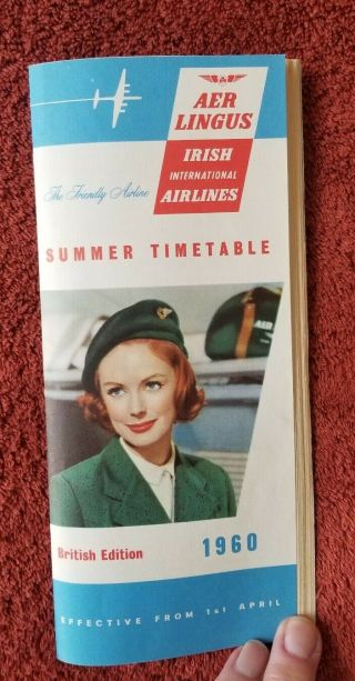 Aer Lingus Timetable International Airlines 1960 British Edition Brochure