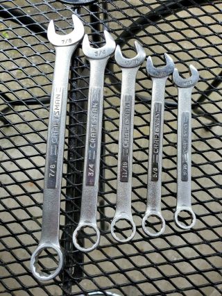 5 Pc.  Vintage Craftsman Tools Vv Series Wrench Set 7/8,  3/4,  11/16,  5/8,  9/16