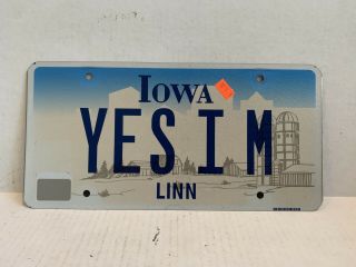 Iowa Yes I M Personal Vanity License Plate Man Cave Linn County Yes I Am