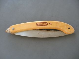 Vintage Corona 41 Folding Pruning Saw 12`` Blade Wood Handle