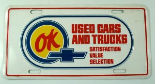 Vintage Ok Cars And Trucks Chevy Dealer License Plate Nr