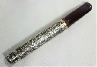 Antique Cigarette Holder In Sterling Silver And Amber