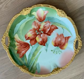 Coronet Limoges Tiger Lily Charger Plate With Handles
