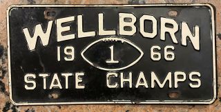 Scarce 1966 Wellborn High School Football State Champions Alabama License Plate