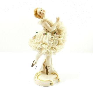 Antique Dresden Lace Ballerina Figurine Woman / Dancer Franz Wittwer 5 - 3/4 "