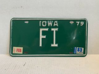 Iowa Fi Personal Vanity License Plate Man Cave Green Metal Fi Initials Name