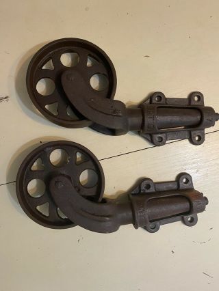 Two Large Antique Caster Wheels For Industrial Factory Cart