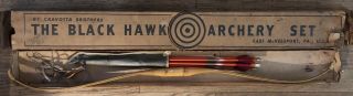 Antique Black Hawk Archery Wood Laminate Recurve Bow 30 Arrows & Box (mosquito)