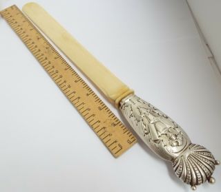 Large 15 Inch English Antique 1885 Solid Silver Page Turner Letter Opener