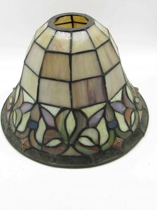Vintage Tiffany Style Leaded Stained Glass Lamp Shade Art Deco Retro