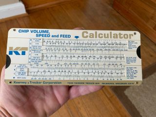 Vintage Kearney & Trecker Chip Volume Speed And Feed Calculator Slide Chart