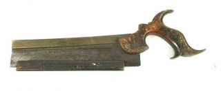 Antique Brass Back Tenon Saw - 10 " L,  16 Tpi; Split Screw 19c Sheffield,  Uk