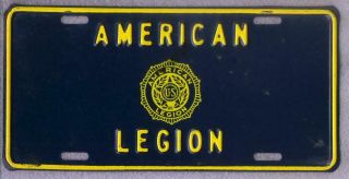 Vintage American Legion Metal License Plate