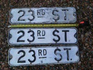 (1) 6 " X 24 " Vintage " 23 Rd St.  " Pressed Embossed Steel Street Traffic Road Sign
