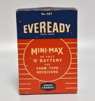 Vintage Eveready Mini - Max 45 Volt " B " Battery For Farm Type Receiver Radio