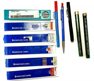 Vintage Staedtler Mars Lumochrom Lead Pencil,  Eraser And Lead Refills