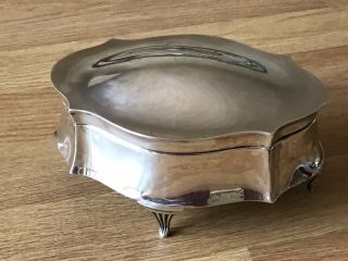 Antique Solid Silver Jewellery Box/casket,  Unlined,  1919 - 13cms