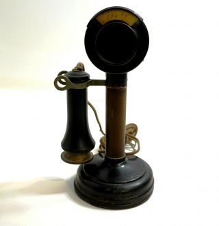 Antique 1901 - 1908 Candlestick Telephone Kellogg (??) With Name Rider On Top