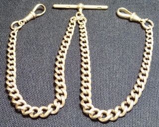 Solid Silver Antique Double Albert Pocket Watch Chain Circa 1900