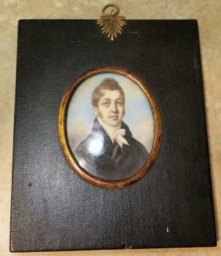 Antique Portrait Miniature Of A Gentleman Early 19th Century