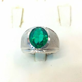 Nos Vintage Espo Sterling Silver Ring Emerald Green Stone Esposito Mens/womens