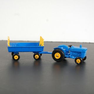 Vintage Matchbox No.  39 40 Ford Tractor And Trailer Farm Blue England Lesney