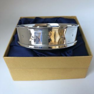 Solid Silver Hallmarked Wine Bottle Coaster Comes With Box By Carr’s