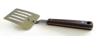 Pryamid Vintage Slotted Flipper Spatula Small 9¼ Inches Brown Wood Handle Japan