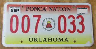 Oklahoma Ponca Nation Indian Tribe Specialty License Plate 007 033