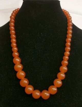 Antique Natural Amber Bead Necklace 26 "