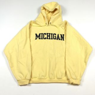 Vintage 80s 90s Yellow University Of Michigan Double Face Hoodie Sz Medium Miusa
