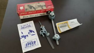 Vtg " The Speed Corp " Speed Jointer & Saw Set For Circular Saw W/ Box & Paper