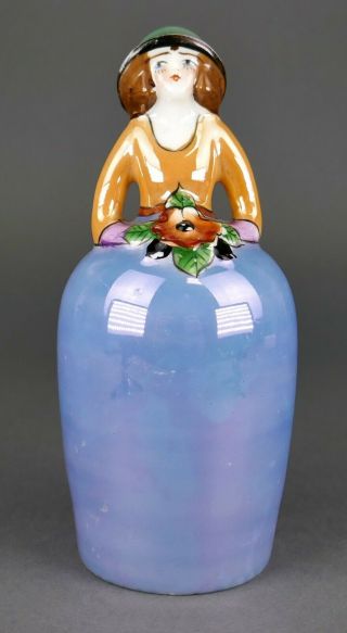 Fine Vtg Japanese Art Deco Lady Lusterware Porcelain Muffiner Sugar Shaker