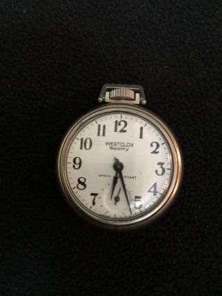 Vintage Westclox Scotty Pocket Watch Made In Usa Mechanical -