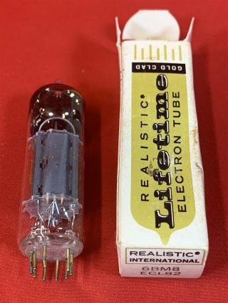 Vintage Nos Realistic Lifetime Gold Pin 6bm8 Ecl82 Vacuum Tube - Tests Good