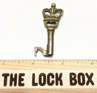 Antique Hollow Barrel Key Ornate Bronze Crown Bow Steel Shank Hooked Bit Key