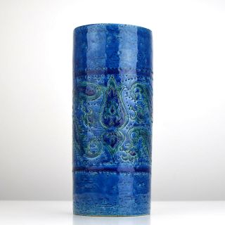 Mid Century Modern Bitossi Vase Rimini Blue Design Aldo Londi Raymor