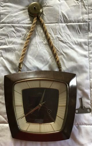Vintage Sola Hanging Wall Clock Nautical Rope Style With Key Does Not Work