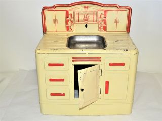 Vintage Toy Lithograph Wolverine Kitchen Sink With Cabinet