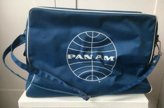 Vintage Pan - Am Bag Carry - On Cabin Baggage - Blue Vinyl,  With Shoulder Strap