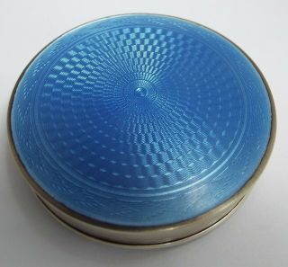 English Antique 1930 Sterling Silver & Guilloche Enamel Compact