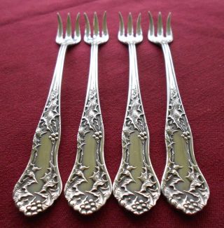 National Silver Co Holly Set Of 4 Oyster Forks 5 5/8 " C1904 E H H Smith