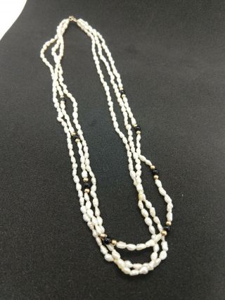 Vintage - Estate Jewelry - 3 Strand - 17 Inch - Fresh Water Pearl Necklace - 14k Clasp - D78