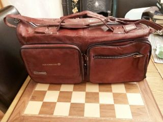 Vintage 1970s Red Faux Leather Air Canada Carry On Over Night Flight Bag