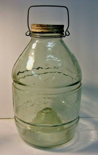 Antique Green Glass Minnow Trap With Lid 11 " Tall