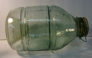 Antique GREEN GLASS MINNOW TRAP with lid 11 