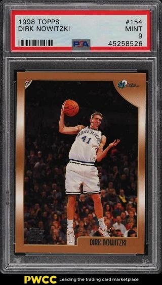 1998 Topps Basketball Dirk Nowitzki Rookie Rc 154 Psa 9
